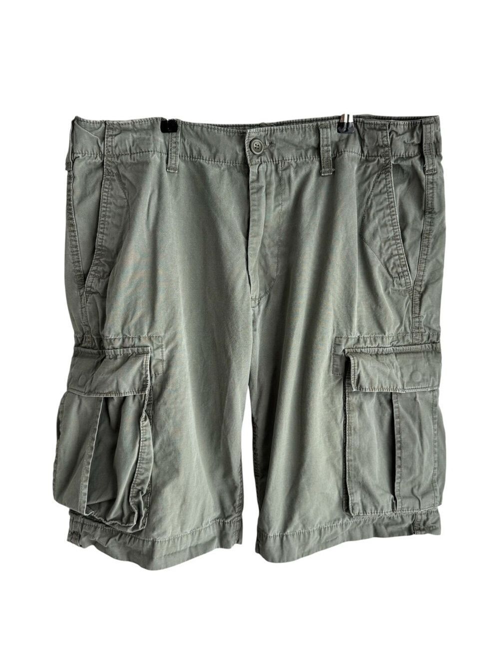 Gap Khaki Lived In Short 11.5" Inseam Mens L Green Cargo Shorts Pockets Hiking